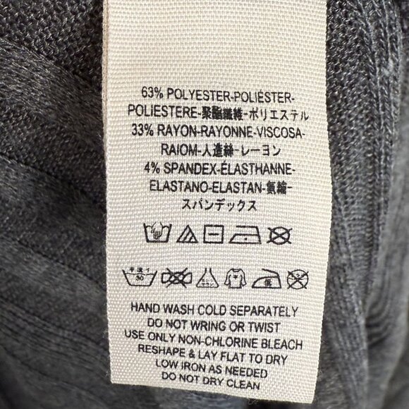 Free People We The Free Gray Ribbed Knit Long-Sleeve Turtleneck Sweater Dress, L - Picture 8 of 9